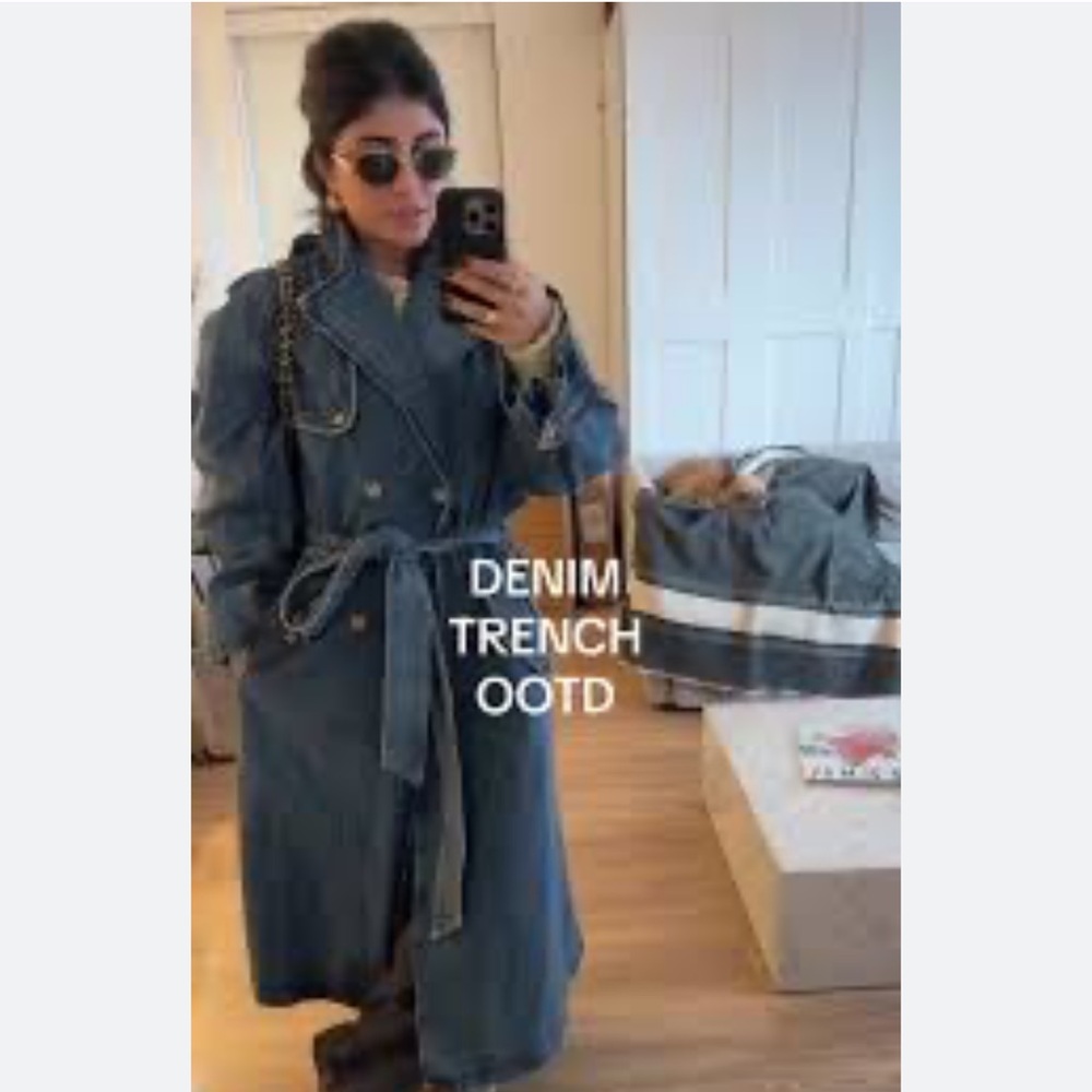 Abercrombie & Fitch Blue Denim Trench Coat NWT